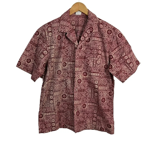 Royal Creations Other - Royal Creations Hawaii Floral Button Up Shirt Mens Medium Red Beige Vintage Thin